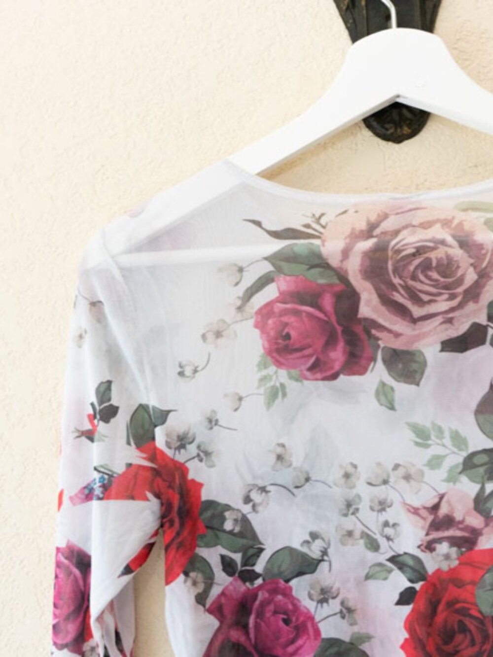 Topia Sheer Floral Mesh Bodysuit M Long Sleeve Layering Top Y2K Fairy Grunge - Picture 9 of 13